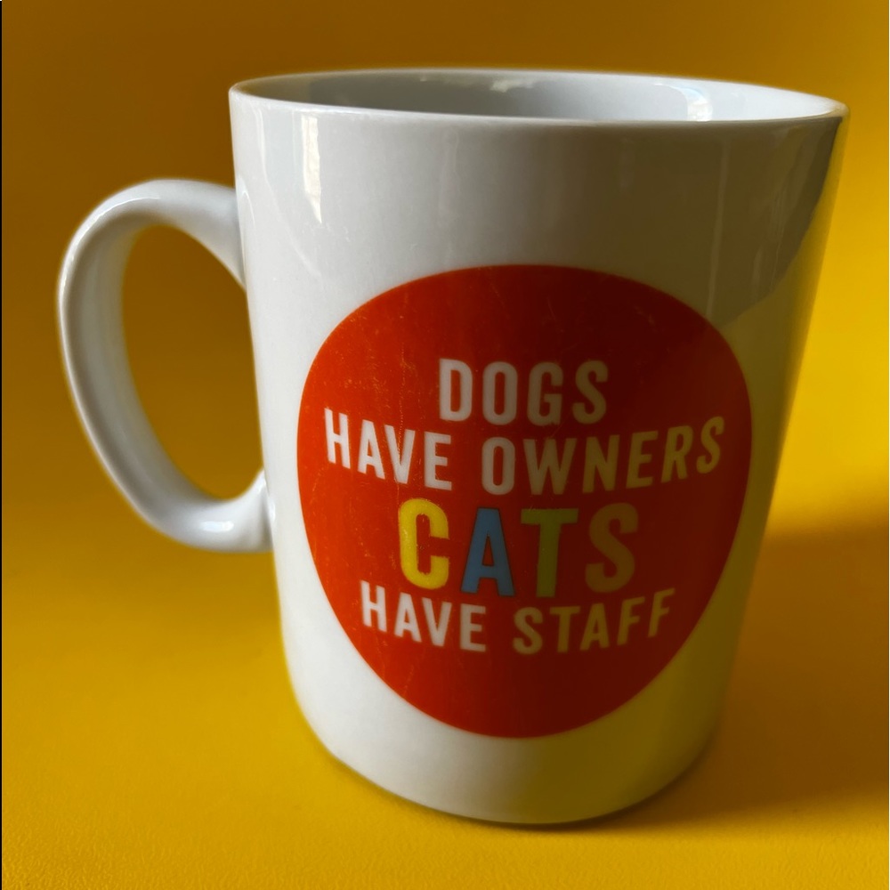 FRINGE Cat Dog pet sarcasm mug coffee cup porcelain puppy kitty owner staff job